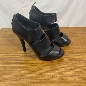 ALDO‎ Heels Stilettos Open Toe Strappy Black Leather Party Shoes Size 36